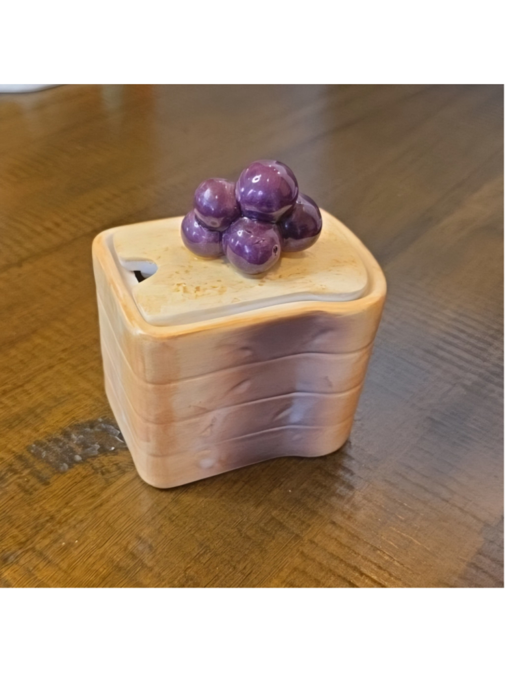 Vintage Kelvin’s Japan Ceramic "Jelly and Toast" Grape Jam Jar & Lid Mid-Century